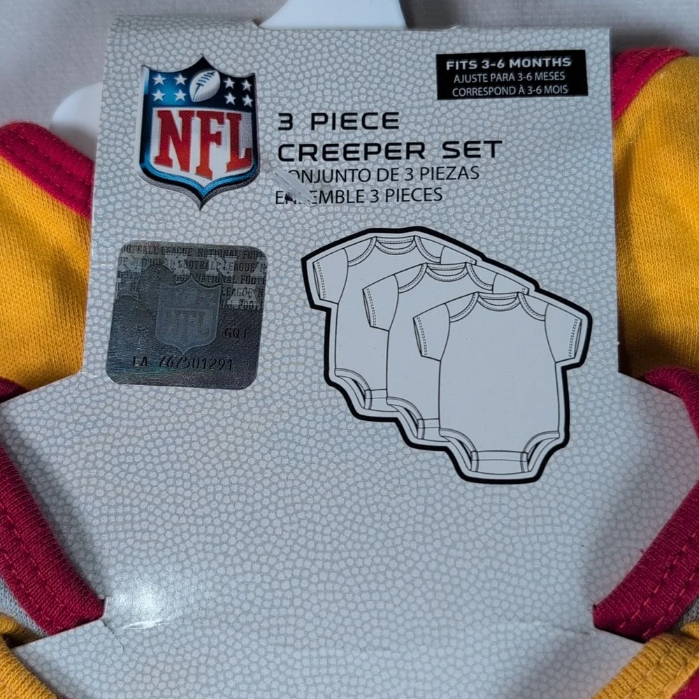 NFL Kansas City Chiefs Set of 3 Baby Creepers Onesies Size 3 -6 Months